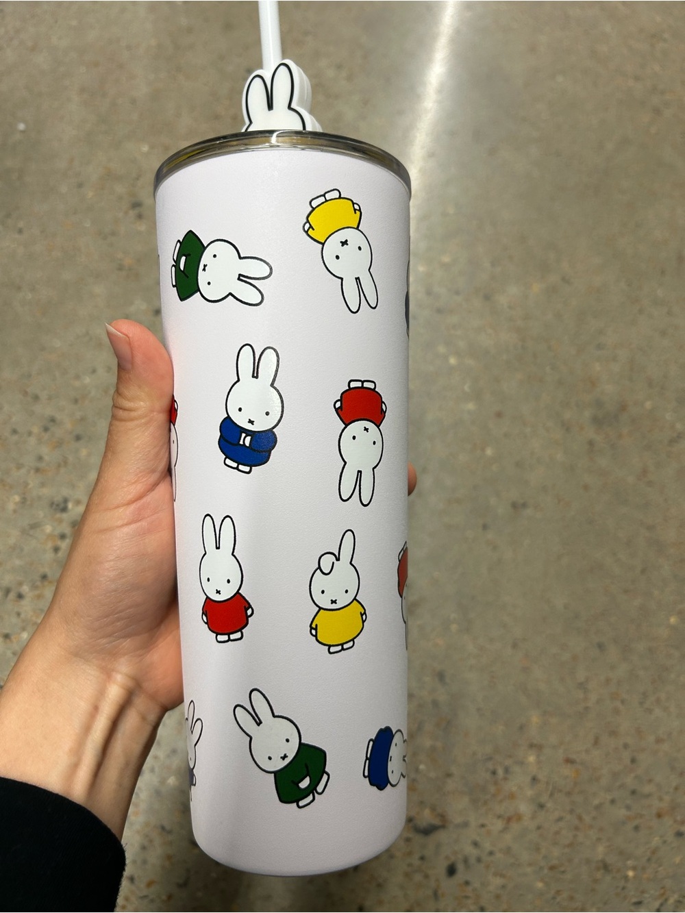 NWT Limited Edition Miffy Print White Stainless Tumbler with signature Straw